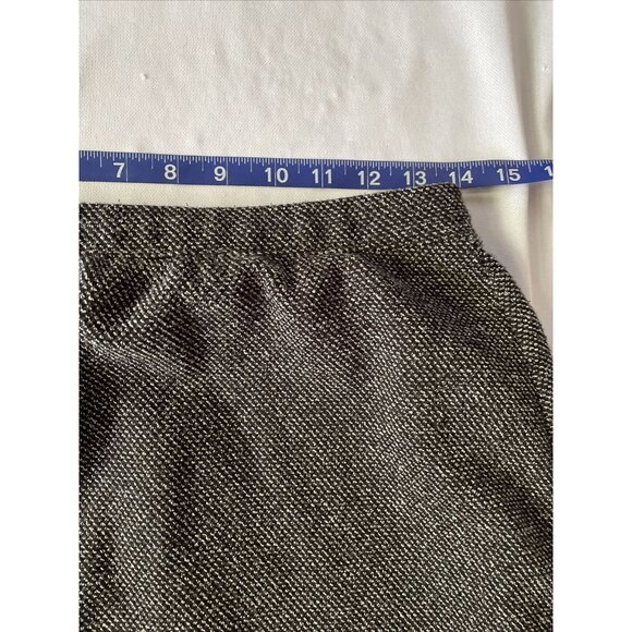 Black & White Herringbone Midi Skirt With Elastic Waistband & Back Slit Size 14 - Picture 7 of 12